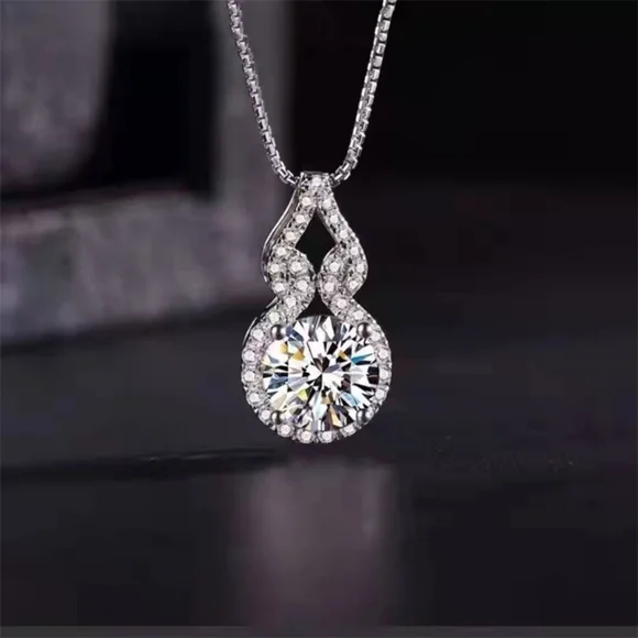 Sterling silver 3ct diamond necklace - Picture 1 of 4